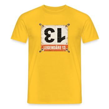 Startnummer 13 Radrennen - Männer T-Shirt - Gelb - Vorne - AI Model Male 178 dark (178cm)