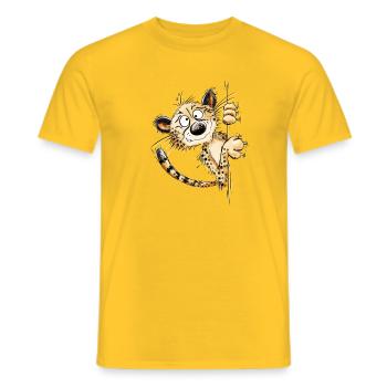 Lustige Raubkatze Leopard Wildkatze Gebard  - Männer T-Shirt - Gelb - Vorne - AI Model Male 178 dark (178cm)