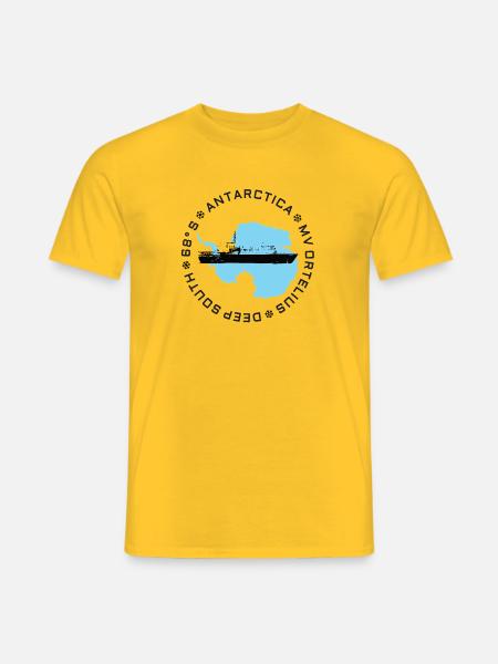 Antarktis-Silhouette mit Explorer-Schiff - Männer T-Shirt - Gelb