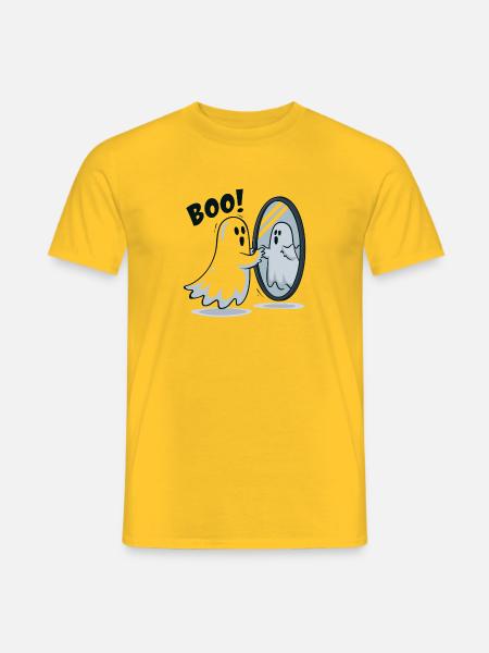 Boo Spiegelgeist im Spiegel - Männer T-Shirt - Gelb