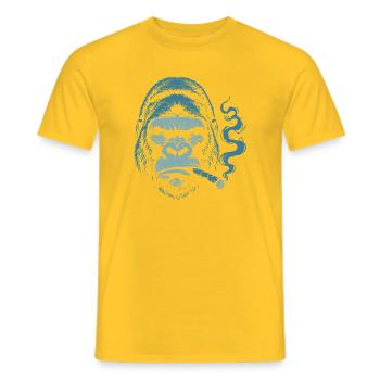 Gorilla mit Zigarrenporträt - Männer T-Shirt - Gelb - Vorne - AI Model Male 178 dark (178cm)