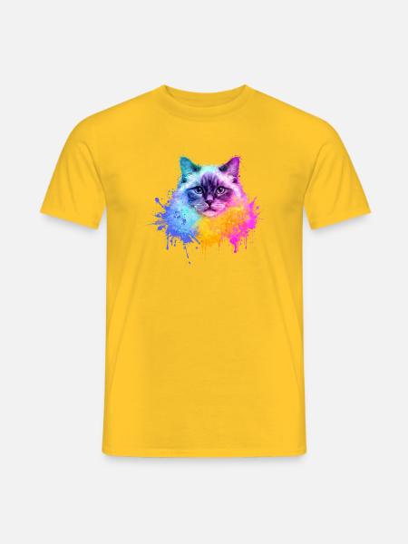 Heilige Birma Aquarell Illustration - Männer T-Shirt - Gelb
