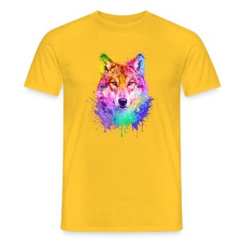 Wolf Aquarell Illustration - Männer T-Shirt - Gelb - Vorne - AI Model Male 178 dark (178cm)