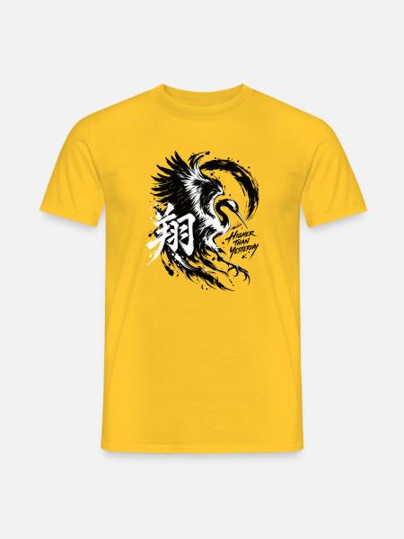 Pinselkran im Schwarzweiß-Design - Männer T-Shirt - Gelb