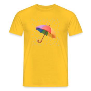 Regenbogen Regenschirm im Regen - Männer T-Shirt - Gelb - Vorne - AI Model Male 178 dark (178cm)