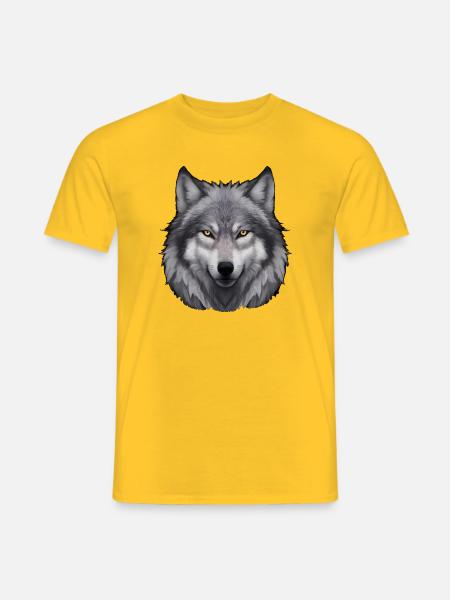 Wolf Kopfporträt - Männer T-Shirt - Gelb