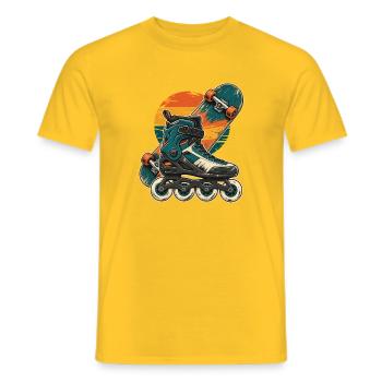 Inline Skating & Skateboard im Retro-Stil - Männer T-Shirt - Gelb - Vorne - AI Model Male 178 dark (178cm)