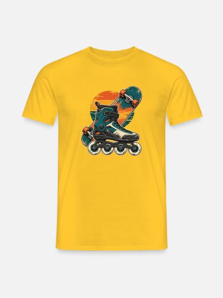 Inline Skating & Skateboard im Retro-Stil - Männer T-Shirt - Gelb