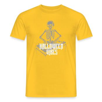 Skeleton DJ Halloween Vibes - Männer T-Shirt - Gelb - Vorne - AI Model Male 178 dark (178cm)