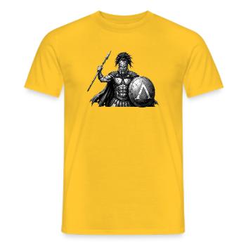 Spartanischer Krieger mit Schild - Männer T-Shirt - Gelb - Vorne - AI Model Male 178 dark (178cm)