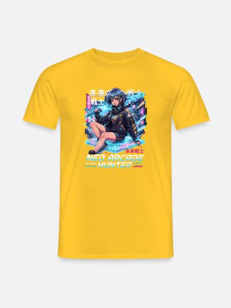Neo Arcade Jägerin: Zukunftskämpfer - Männer T-Shirt - Gelb