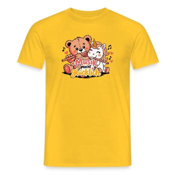 Blockflöte - Musik macht glücklich - Männer T-Shirt - Gelb - Vorne - AI Model Male 178 dark (178cm)