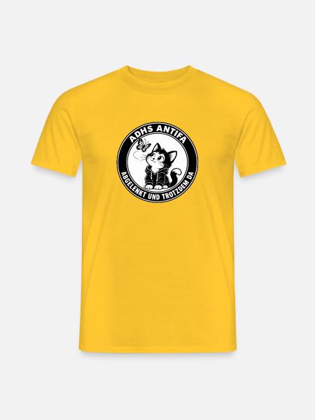 ADHS Antifa – Abgelenkt und trotzdem da Katze - Männer T-Shirt - Gelb