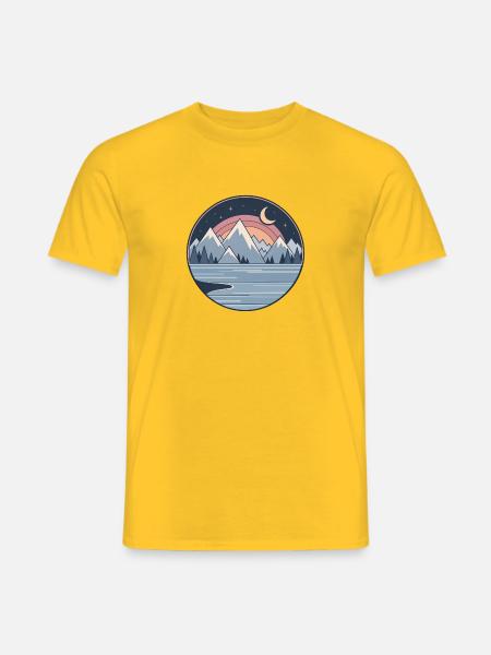 Mondnacht Bergsee Panorama - Männer T-Shirt - Gelb