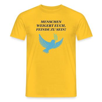 Weigert euch, Feinde zu sein - Männer T-Shirt - Gelb - Vorne - AI Model Male 178 dark (178cm)