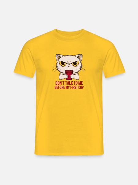 Mürrischer Kater Erstkaffee Design - Männer T-Shirt - Gelb