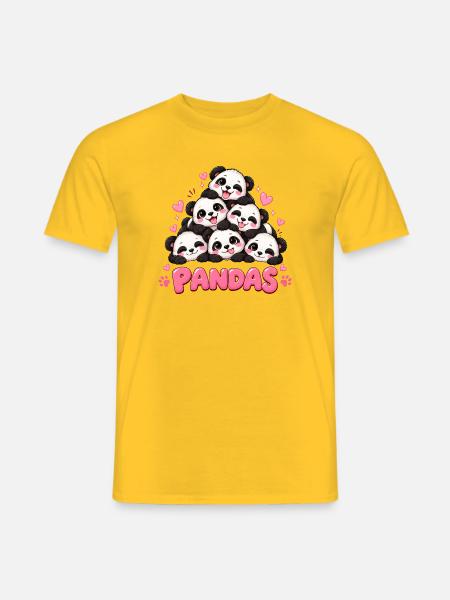 Süße Pandas Freunde Cartoon - Männer T-Shirt - Gelb