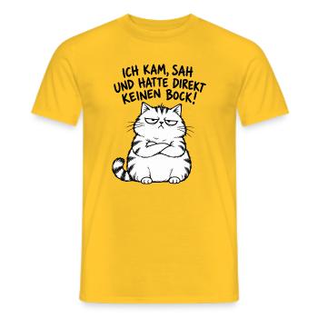 Ich kam sah und hatte keinen Bock – Katze - Männer T-Shirt - Gelb - Vorne - AI Model Male 178 dark (178cm)