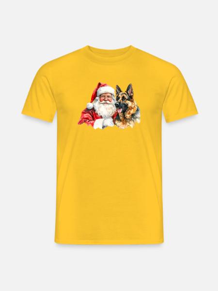 Weihnachtsmann Deutscher Schäferhund - Männer T-Shirt - Gelb