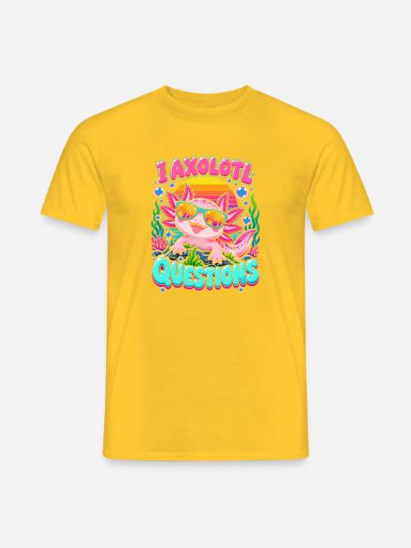Axolotl am Strand mit Sonnenbrille - Männer T-Shirt - Gelb