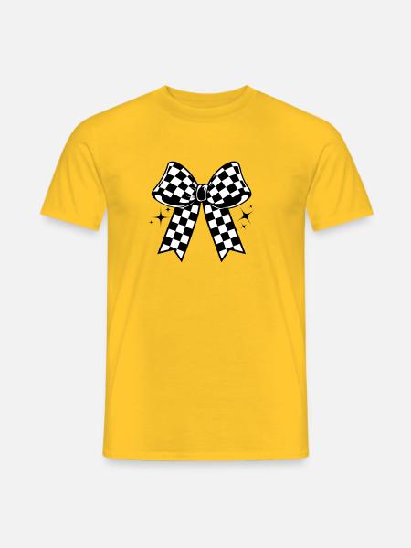 Kariertes Flaggenbogenemblem - Männer T-Shirt - Gelb