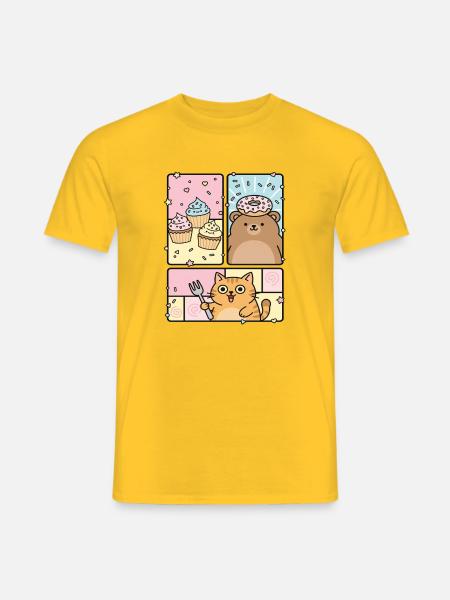 Cute Sweet Animals and Desserts Design - Männer T-Shirt - Gelb