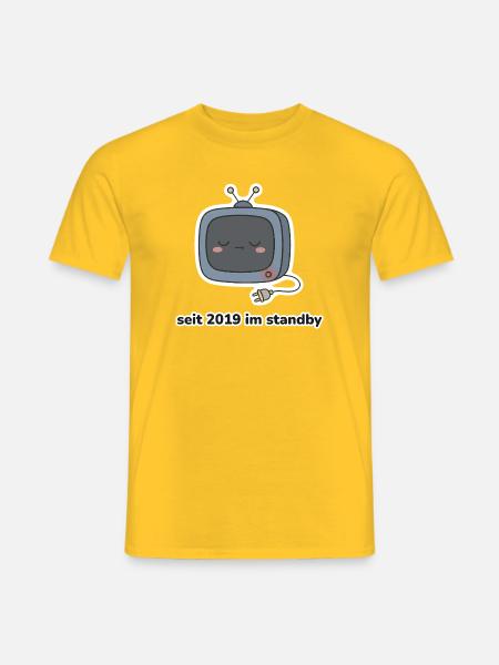 seit 2019 im standby – Fernseher Meme - Männer T-Shirt - Gelb
