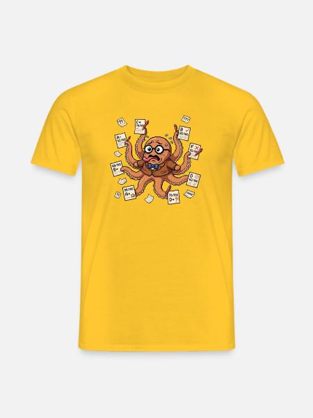 Lustiger Oktopus Lehrer korrigiert 8 Tests 32 Bit  - Männer T-Shirt - Gelb