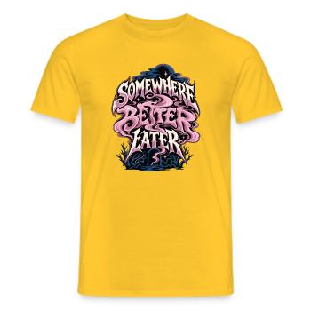 Zwischen Welten Pinker Nebel - Männer T-Shirt - Gelb - Vorne - AI Model Male 178 dark (178cm)