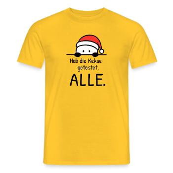 Hab die Kekse getestet. ALLE. | Weihnachtshumor - Männer T-Shirt - Gelb - Vorne - AI Model Male 178 dark (178cm)