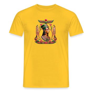 Nofretete – Königin in Grün-Rot - Männer T-Shirt - Gelb - Vorne - AI Model Male 178 dark (178cm)
