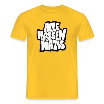 Alle_hassen_Nazis_sw - Männer T-Shirt - Gelb - Vorne - AI Model Male 178 dark (178cm)