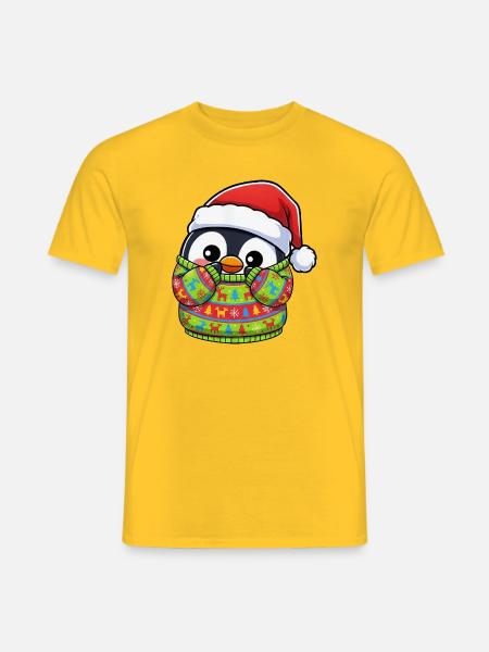 Weihnachten Pinguin Pullover Süßer Cartoon - Männer T-Shirt - Gelb