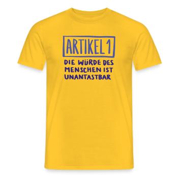 Artikel 1  - Männer T-Shirt - Gelb - Vorne - AI Model Male 178 dark (178cm)