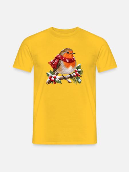 Weihnachts Vogel - Männer T-Shirt - Gelb