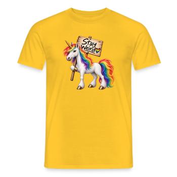 Stay weird ! - Männer T-Shirt - Gelb - Vorne - AI Model Male 178 dark (178cm)