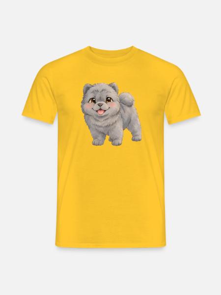 Chow-Chow – flauschiger dunkler Hundewelpe - Männer T-Shirt - Gelb
