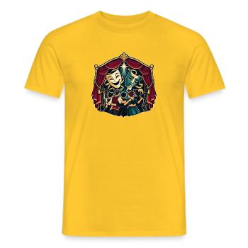 Theaterensemble – Gemeinsam im Rampenlicht - Männer T-Shirt - Gelb - Vorne - AI Model Male 178 dark (178cm)