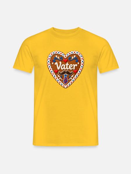 Vater Herz Kuchenmotiv Schnurrbart Design - Männer T-Shirt - Gelb