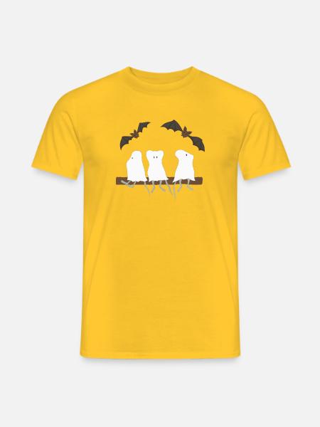 Mäuse-Geistertrio am Ast - Männer T-Shirt - Gelb