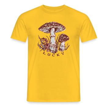 GLÜCKLICH - Männer T-Shirt - Gelb - Vorne - AI Model Male 178 dark (178cm)