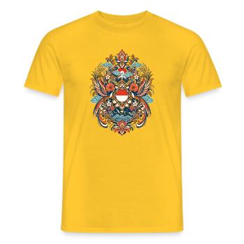 Indonesien | Inseln, Vulkan & Reis - Männer T-Shirt - Gelb - Vorne - AI Model Male 178 dark (178cm)
