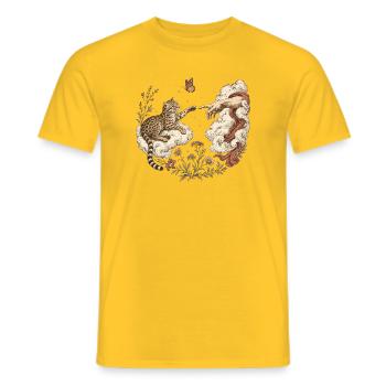  Tilcayo Katzenkreation Hand Wolken Wildblumen - Männer T-Shirt - Gelb - Vorne - AI Model Male 178 dark (178cm)