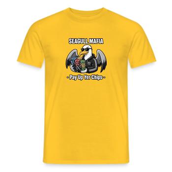 Seagull Mafia – Pay Up Yer Chips lustig - Männer T-Shirt - Gelb - Vorne - AI Model Male 178 dark (178cm)