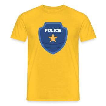Polizeiabzeichen im klassischen Schildstil - Männer T-Shirt - Gelb - Vorne - AI Model Male 178 dark (178cm)