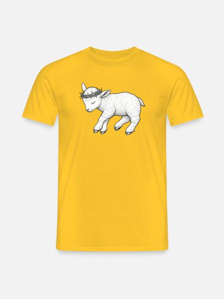 Gottes Lamm - ruhend - Männer T-Shirt - Gelb