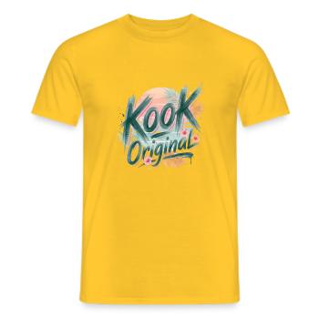 Kook Original Surf Aquarell Sonnenuntergangspalmen - Männer T-Shirt - Gelb - Vorne - AI Model Male 178 dark (178cm)