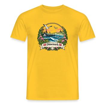 Dänemark Küstenlogo mit Möwen - Männer T-Shirt - Gelb - Vorne - AI Model Male 178 dark (178cm)