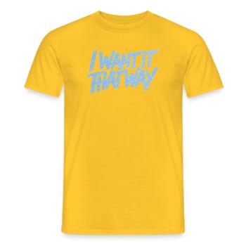I Want It That Way - Backstreet (Glitzer) - Männer T-Shirt - Gelb - Vorne - AI Model Male 178 dark (178cm)