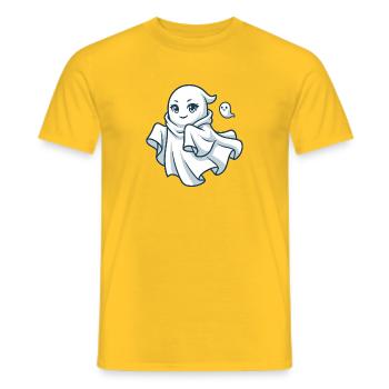 Süße Cartoon-Geisterfigur mit einem freundlichen Lächeln - Männer T-Shirt - Gelb - Vorne - AI Model Male 178 dark (178cm)